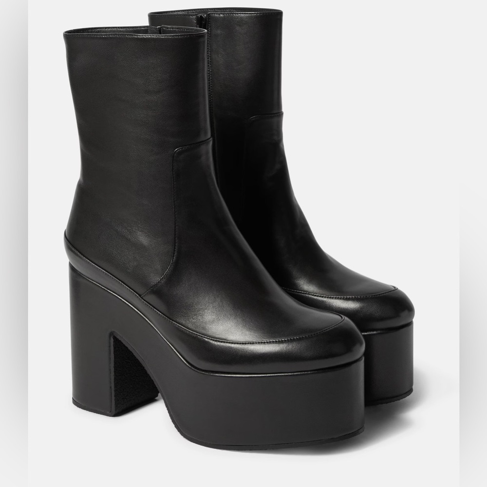 Dries Van Noten Black Leather Platform Boots - size 40.5